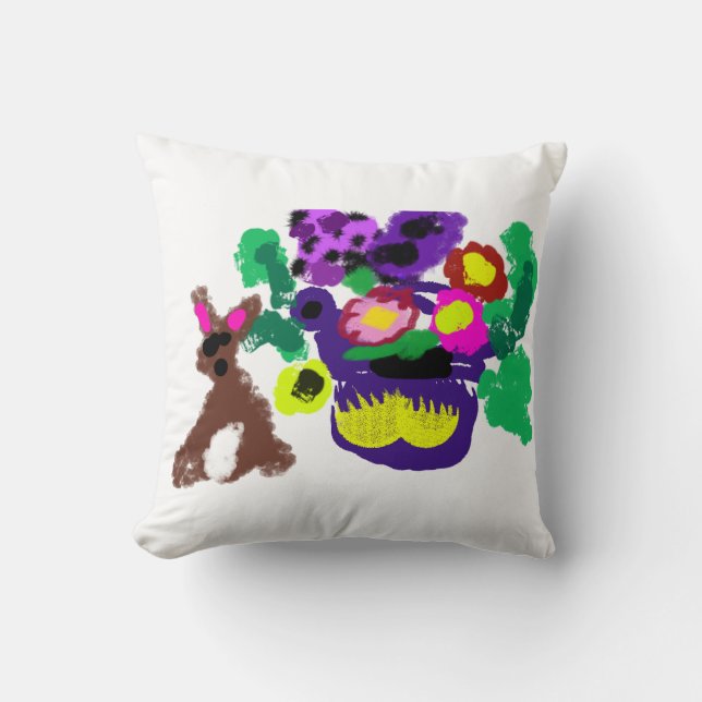 Coussin Fleurs de printemps Joie de lapin (Recto)