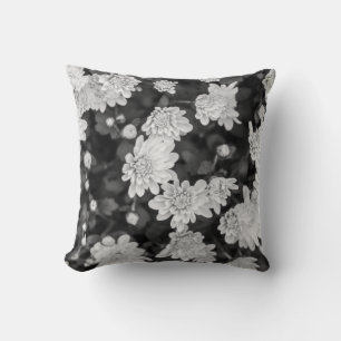 Coussin Fleurs de printemps noires et blanches Lancer l'or