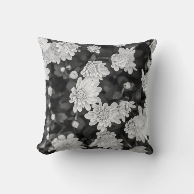Coussin Fleurs de printemps noires et blanches Lancer l'or (Recto)