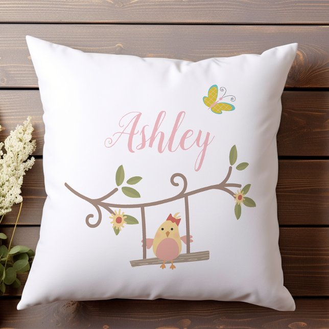 Coussin Fleurs de printemps Papillon rose Bébé (Créateur téléchargé)