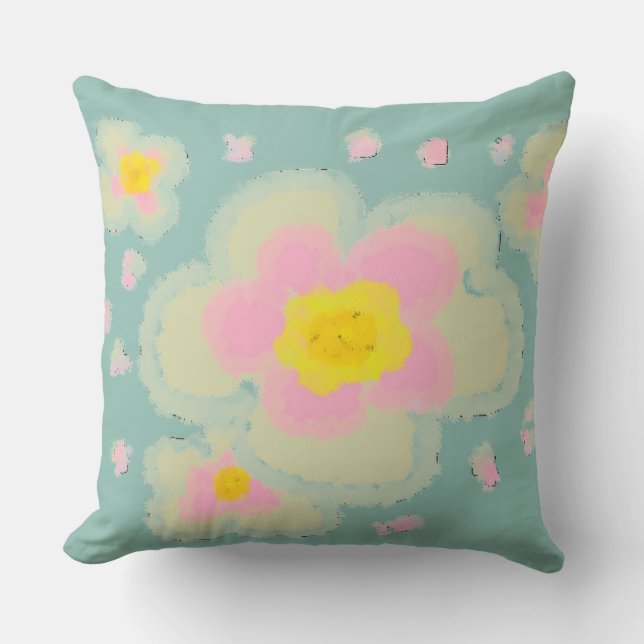 Coussin Fleurs de printemps (rose/vert) (Recto)