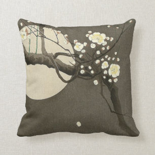 Coussin Fleurs de prune la nuit par le cru d'Ohara Koson