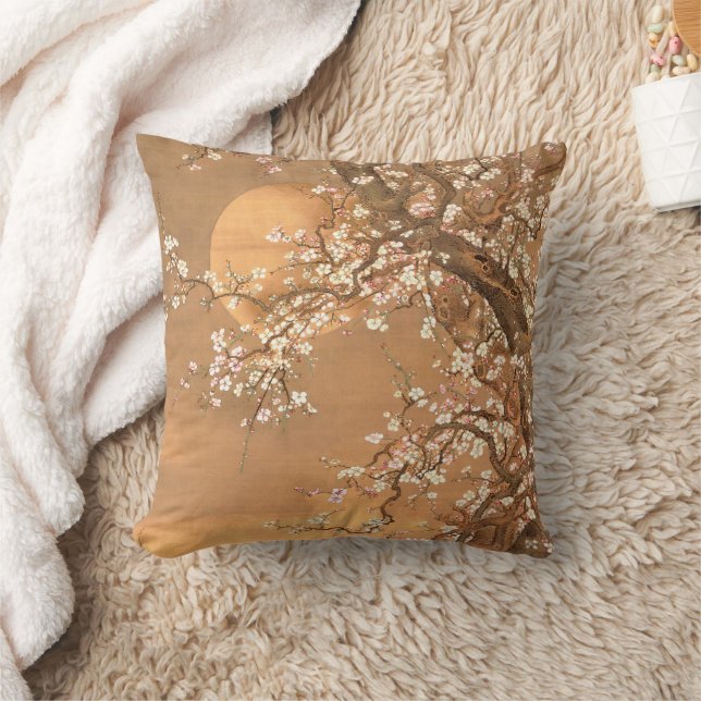 Coussin Fleurs de prune rose et blanche au clair de lune,  (Couverture)