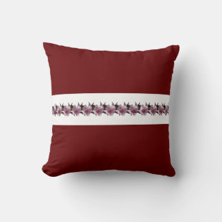 Coussin - Fleurs de prune sur bande blanche