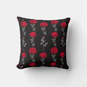 Coussin Fleurs de rose rouge motif vintages abstraites