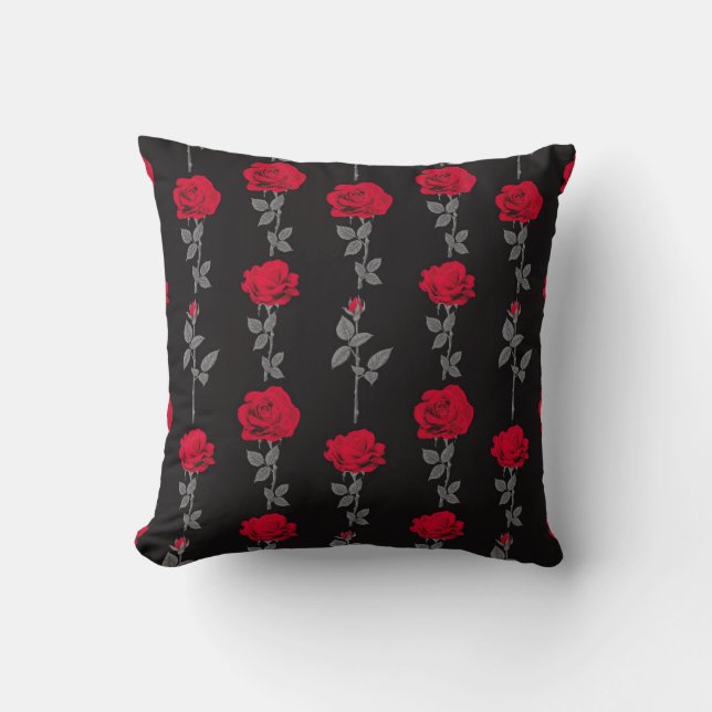Coussin Fleurs de rose rouge motif vintages abstraites (Recto)