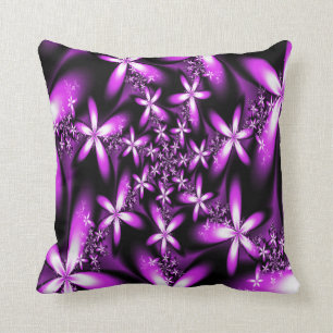 Coussin Fleurs de rose violacé de fractale