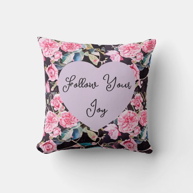 Coussin Fleurs de roseau à l'aquarelle rose Fleurs de fill (Recto)