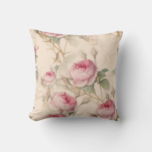 Coussin Fleurs de roses roses vintage Cottagecore Botaniqu