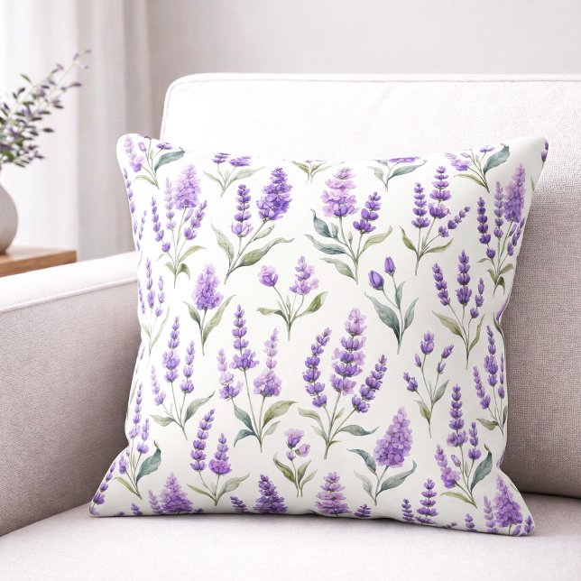 Coussin Fleurs de Sauge Violette Lavande Verte (Créateur téléchargé)