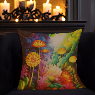 Coussin Fleurs de saumons colorées