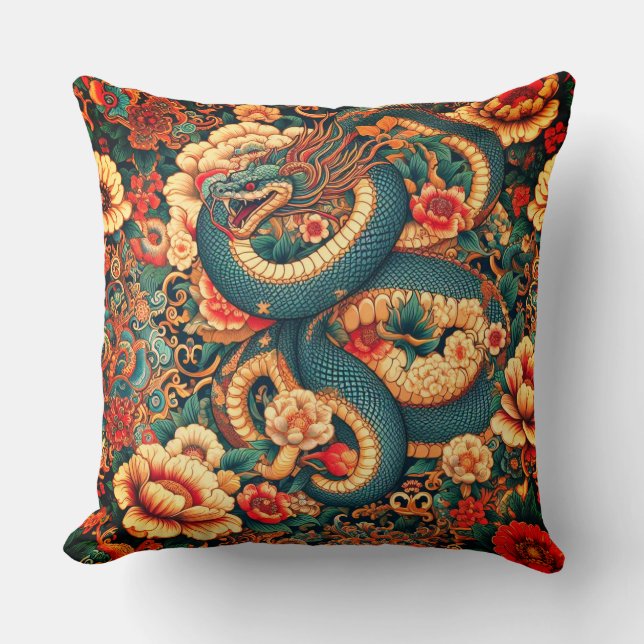Coussin Fleurs de serpent vert (Recto)