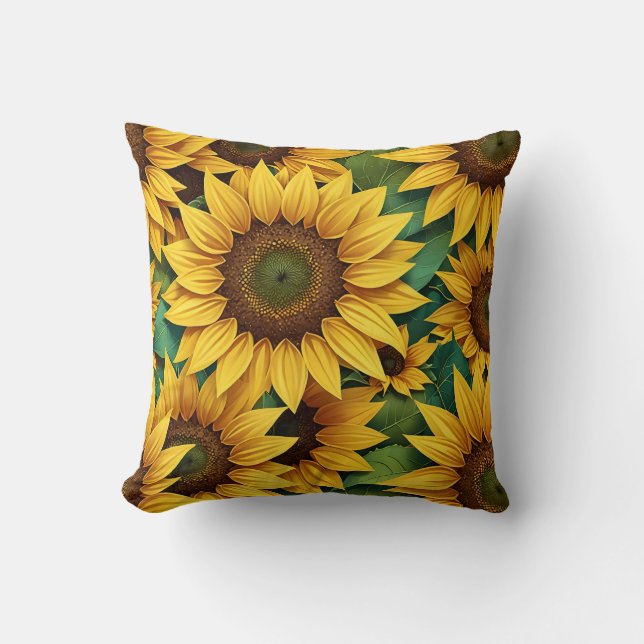 Coussin Fleurs de soleil avec feuille (Recto)