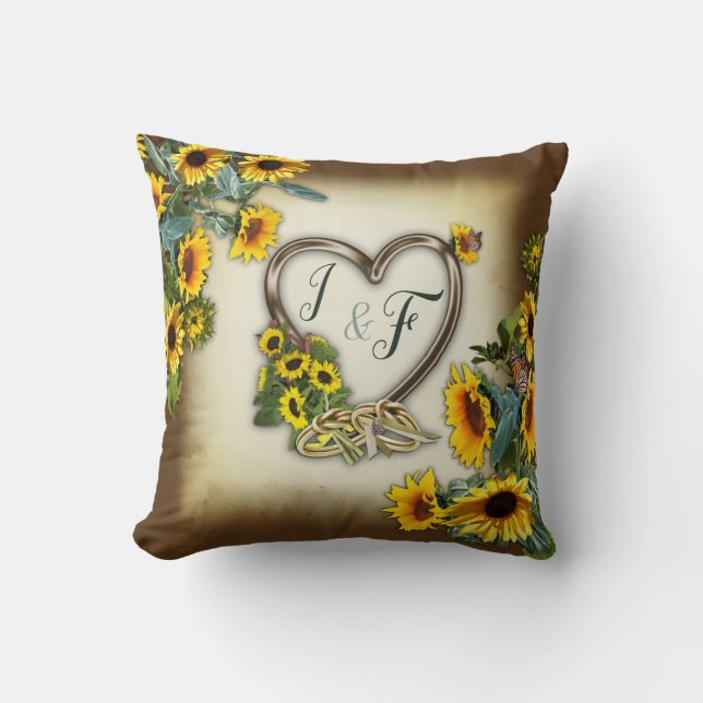 Coussin Fleurs de soleil avec les vrais amoureux cadeau de (Recto)