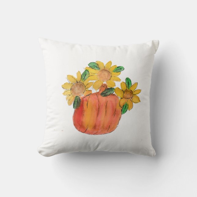 Coussin Fleurs de soleil jaunes citrouilles (Recto)