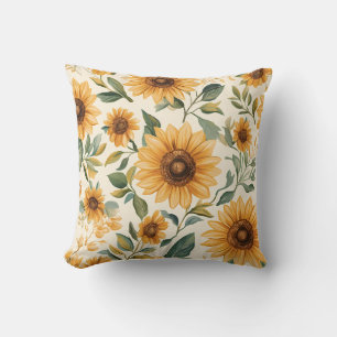 Coussin Fleurs de soleil jaunes florales