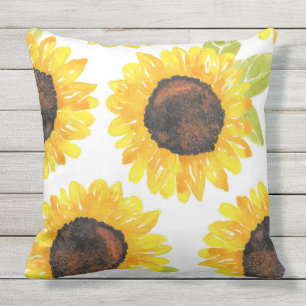 Coussin Fleurs de soleil peintes à la main