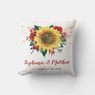 Coussin Fleurs de soleil rustiques Rouge Floral Lumières M