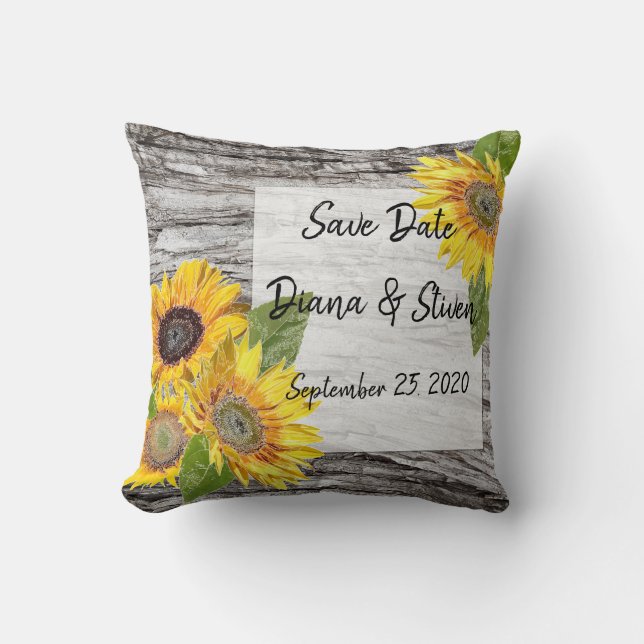Coussin Fleurs de soleil sur un arrière - plan d'écorce d' (Recto)