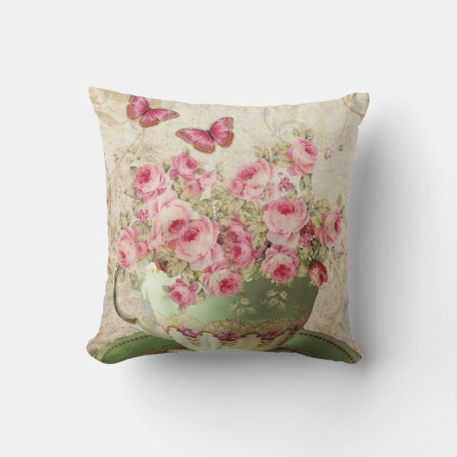 Coussin Fleurs de tasse de thé (Recto)
