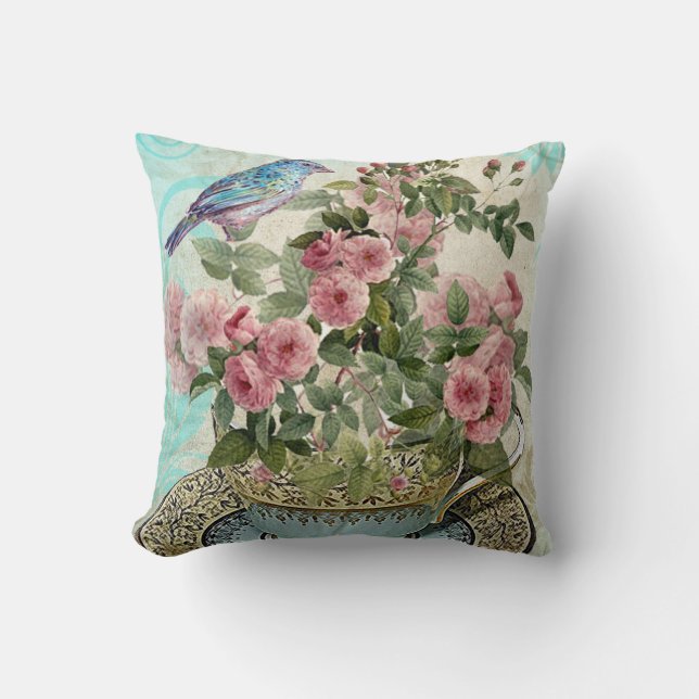 Coussin Fleurs de tasse de thé (Recto)