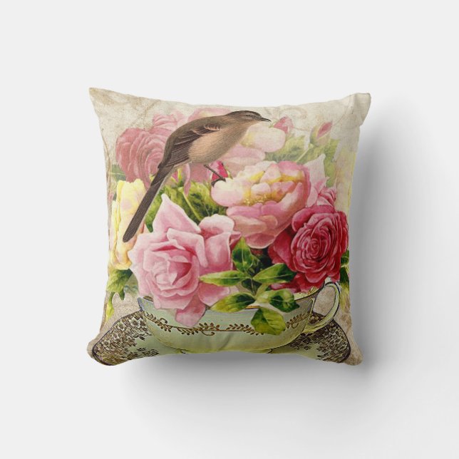 Coussin Fleurs de tasse de thé (Recto)