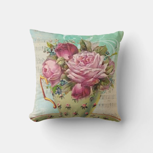 Coussin Fleurs de tasse de thé (Recto)