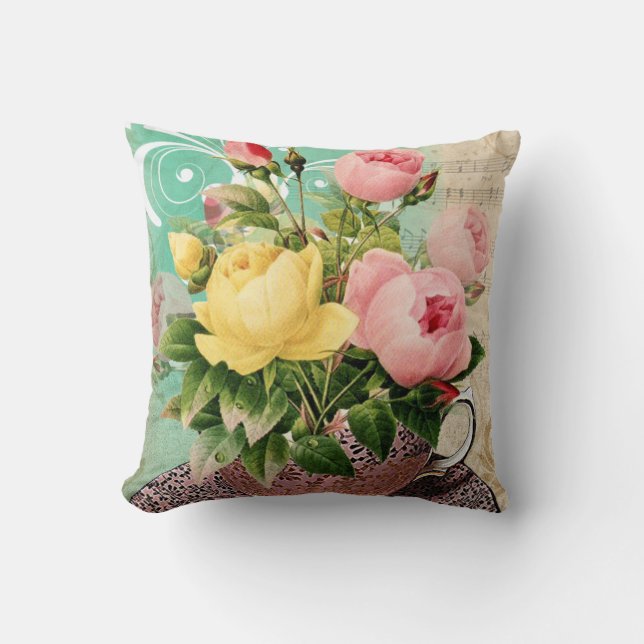 Coussin Fleurs de tasse de thé (Recto)