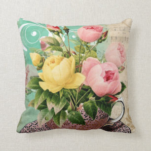 Coussin Fleurs de tasse de thé