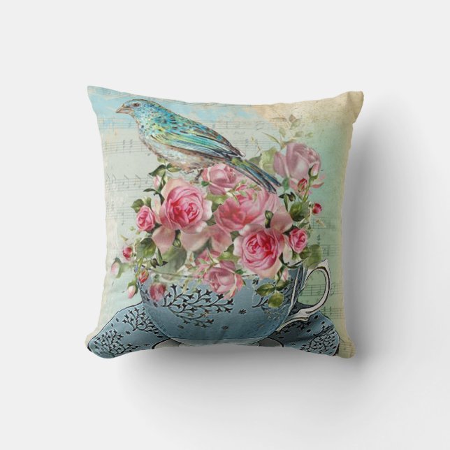 Coussin Fleurs de tasse de thé (Recto)