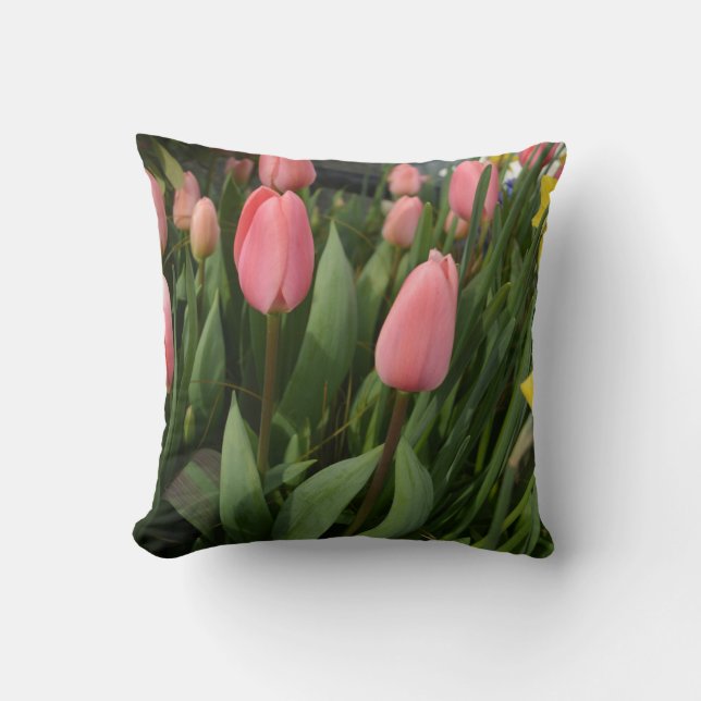 Coussin Fleurs de tulipes roses de printemps (Recto)