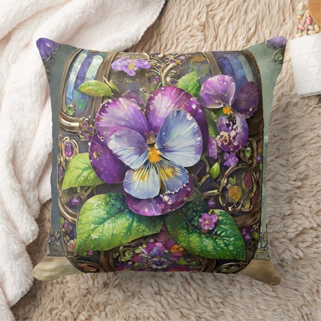 Coussin Fleurs de violettes sauvages Pied d'Oiseau Œuf de  (Couverture)