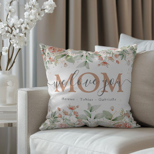 Coussin Fleurs Décoratives 'on t'aime' MAMAN Personnalisé