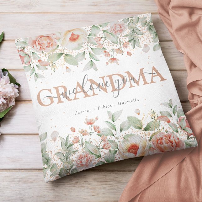 Coussin Fleurs décoratives 'on t'aime' MAMIE (Créateur téléchargé)