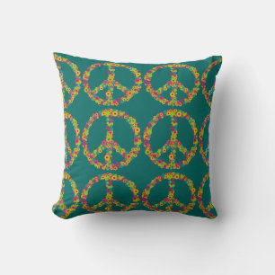 Coussin Fleurs des signes de paix hippie