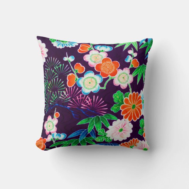 Coussin Fleurs, design japonais (Recto)