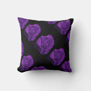 Coussin fleurs dessin coloré roses violet géométrique
