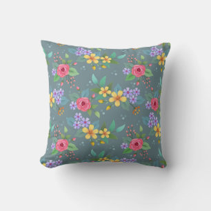 Coussin Fleurs dessinées à la main colorée motif design vi