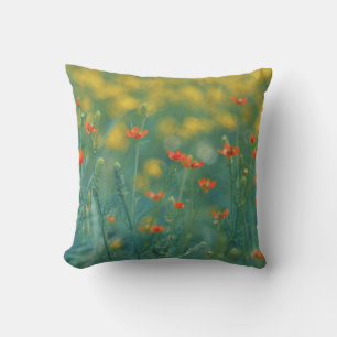 Coussin Fleurs d'été (champ floral) (Fleurs rouges)