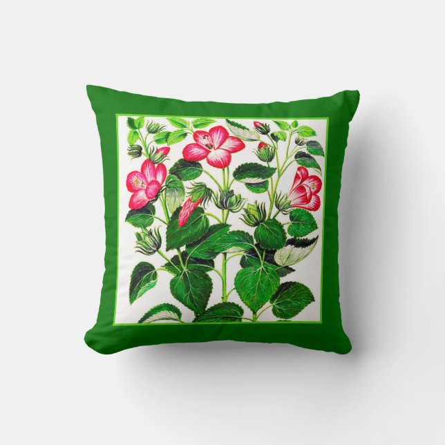 Coussin Fleurs d'Hibiscus italien rose Fuchsia (Recto)