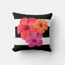 Fleurs D'Hibiscus Sur Des Grandes Blances Noires