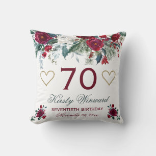 Coussin Fleurs d'hiver élégantes à l'aquarelle pour annive