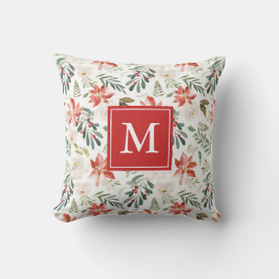 Coussin Fleurs d'hiver Monogramme de vacances