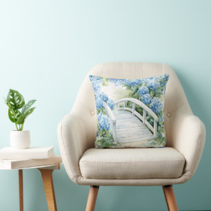 Coussin Fleurs d'hortensia aquarelle