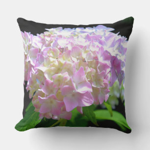 Coussin Fleurs d'hydrangée violette rose doux