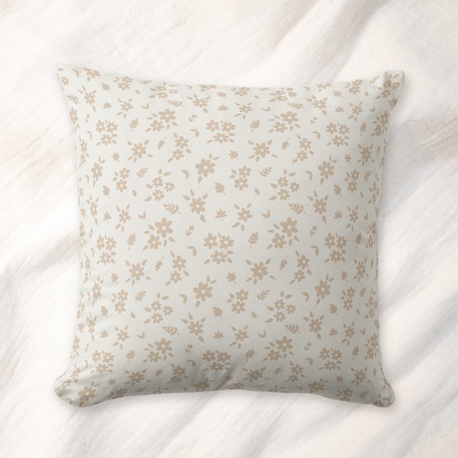 Coussin Fleurs Dites Florales Neutres Douces Crème Beige P (Créateur téléchargé)