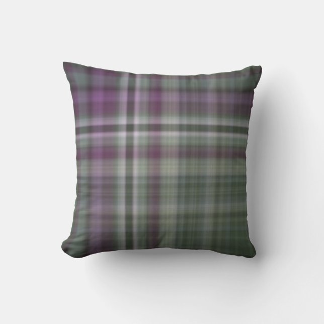 Coussin Fleurs d'ombre Plaid vert et violet (Recto)