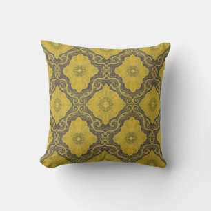 Coussin "Fleurs d'or" vintage floral arabesque motif