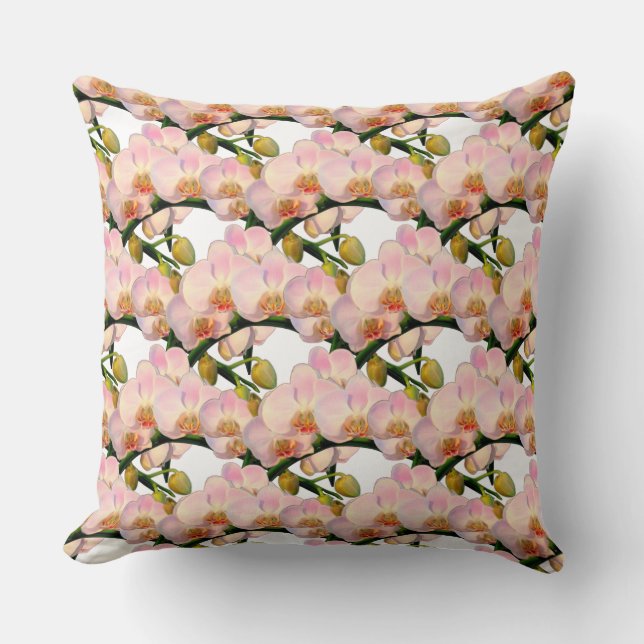 Coussin Fleurs d'orchidées élégantes sur fond blanc (Recto)
