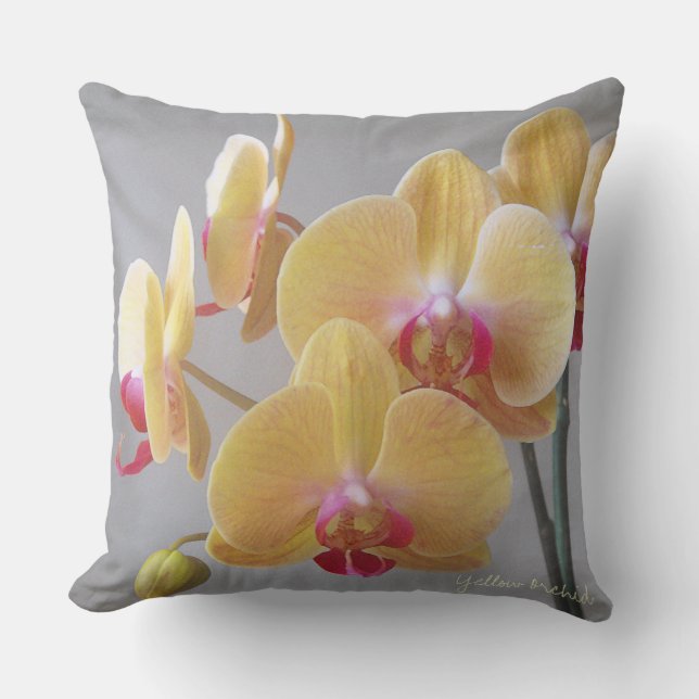 Coussin Fleurs d'orchidées jaunes (Recto)